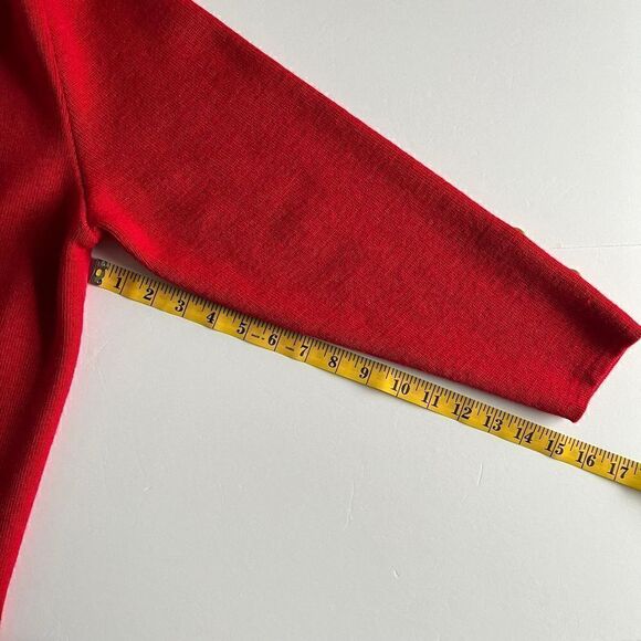 Saint James 100% Pure New Wool Red Cardigan Jacket Gold Buttons Size US 16 - Picture 10 of 13